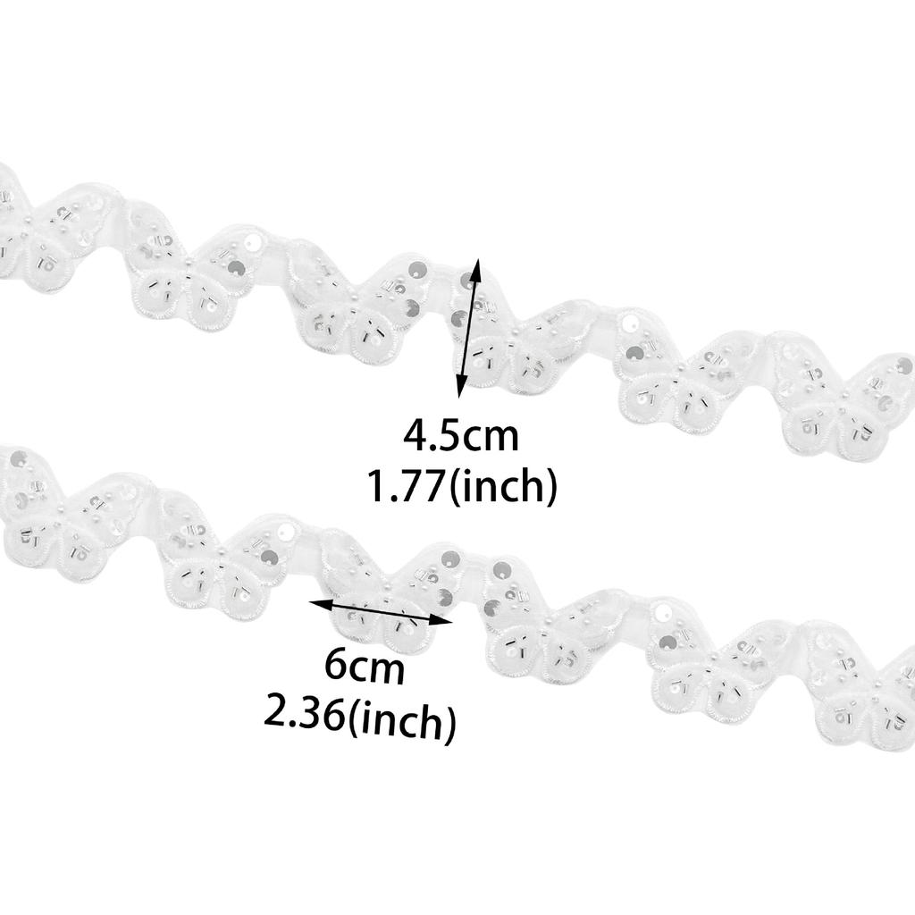 Color Embroidery Butterfly Handmade Beads Barcode Clothing Lolita Dress Decorative Lace Butterfly Lace Accessories