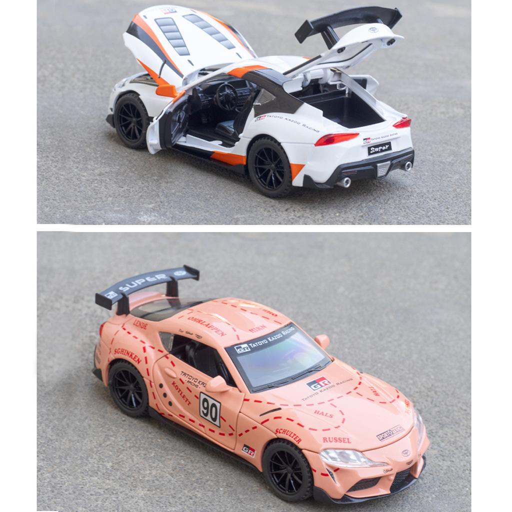 Model de mașină de jucărie modelată sub presiune Toyota Supra GT4 la scară 1/32, vehicul de jucărie cu sunet și lumină pentru copii, copii mici, băieți, fete, colecție de cadouri