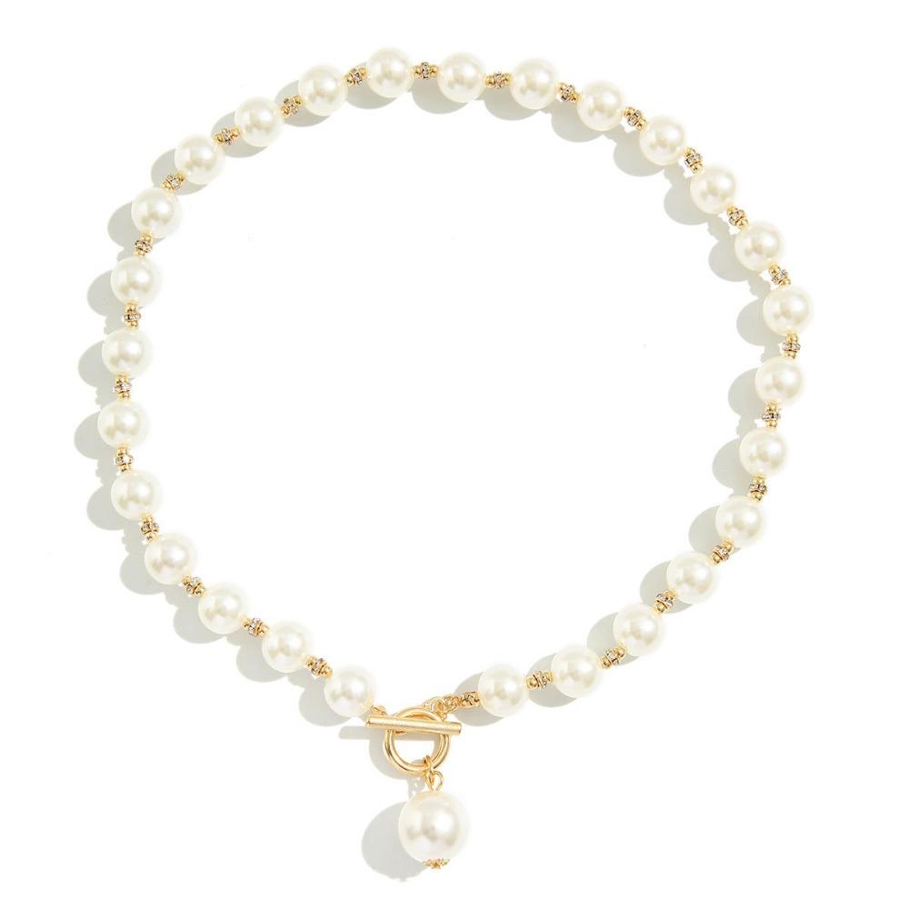 3Pcs Clavicle Chain Pearl Jewelry Set Light Luxury Pearl Beads Necklace  Party