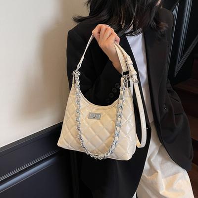 Rhombus Embroidered Thread Chain Shoulder Bag Women's New Versatile Casual High-end Messenger Bag