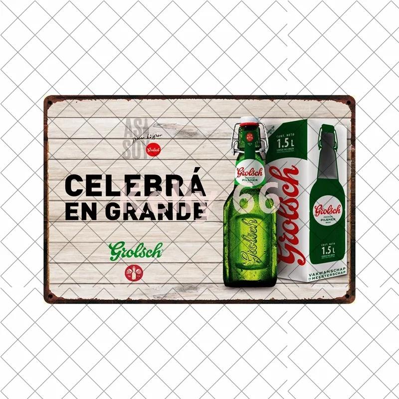 [Kelly66] Grolsch Herfst Bok Bere Rece Aici Artă din tablă Placă metalică Decor pentru casă Pictură 20*30 CM Mărime Dy221