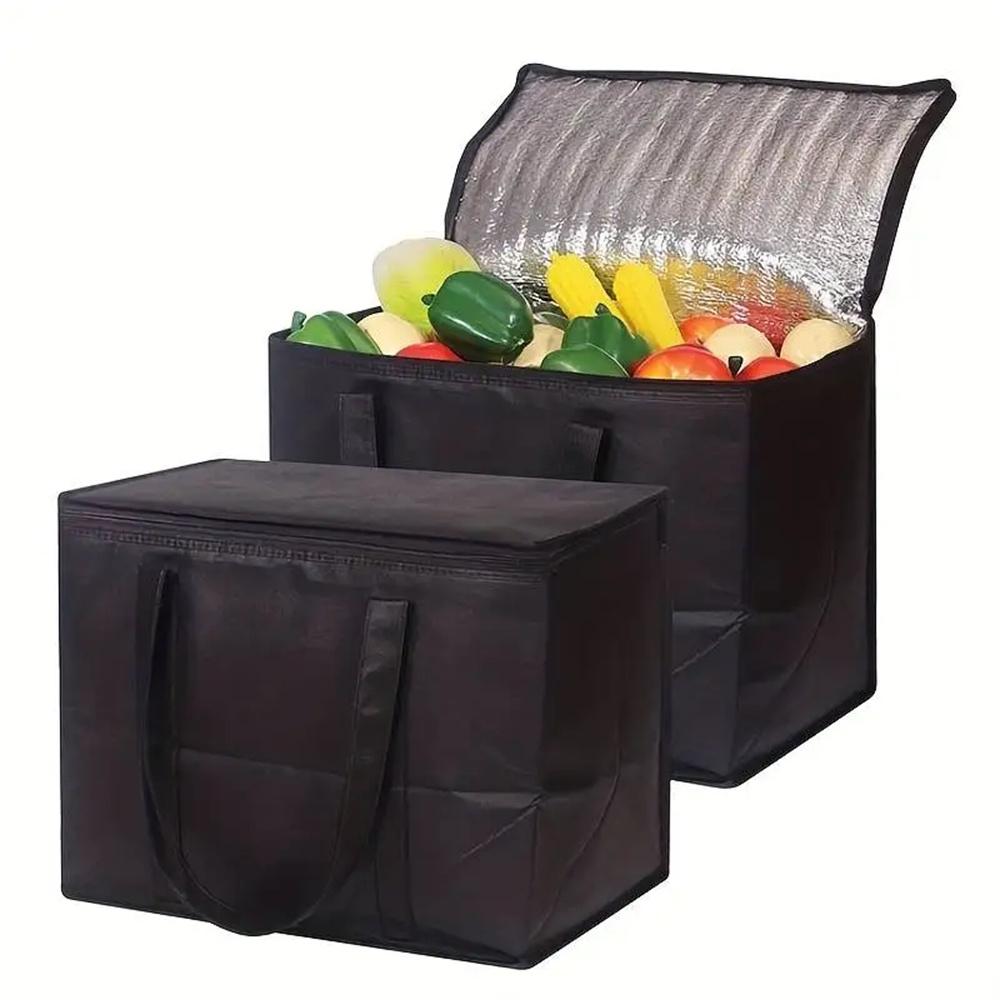 1pc Large Capacity Insulated Grocery Bag 31L Extra Large Travel Lunch Bag Foldable Reusable Soft Cooler Bag For Outdoor Picnic
