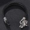 Punk Double Layer Genuine Leather Bracelet Men Silver Color Wolf Head Bangles Fashion Jewelry Gift