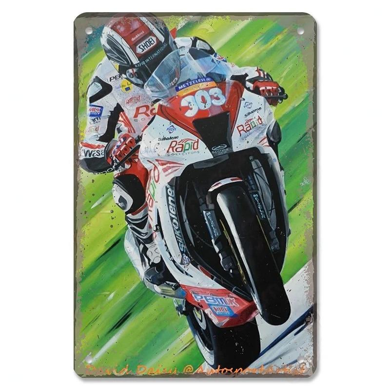 Vintage Metal Tin Signs Motor Sports Posters Decor Motorcycle Racing Retro Metal Plaque Wall Art Decor for Garage Bar