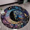 Minimalist Cartoon Lion Face Kids Round Rug Non Slip Soft Washable Circular Play Mat for Nursery Playroom Bedroom Home Decor