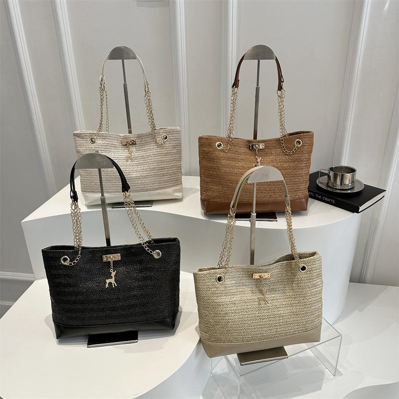 Woven Bags Women's Bags Stylish and Simple Shoulder Handbags Large Capacity Commuter Tote Bags