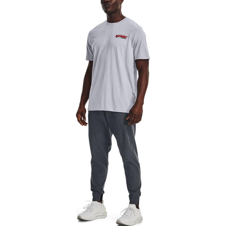 Under Armour Solid Color Printed Training Loose Fit Crew Neck Short Sleeve T-Shirt Men Tops Gray 1373996-011