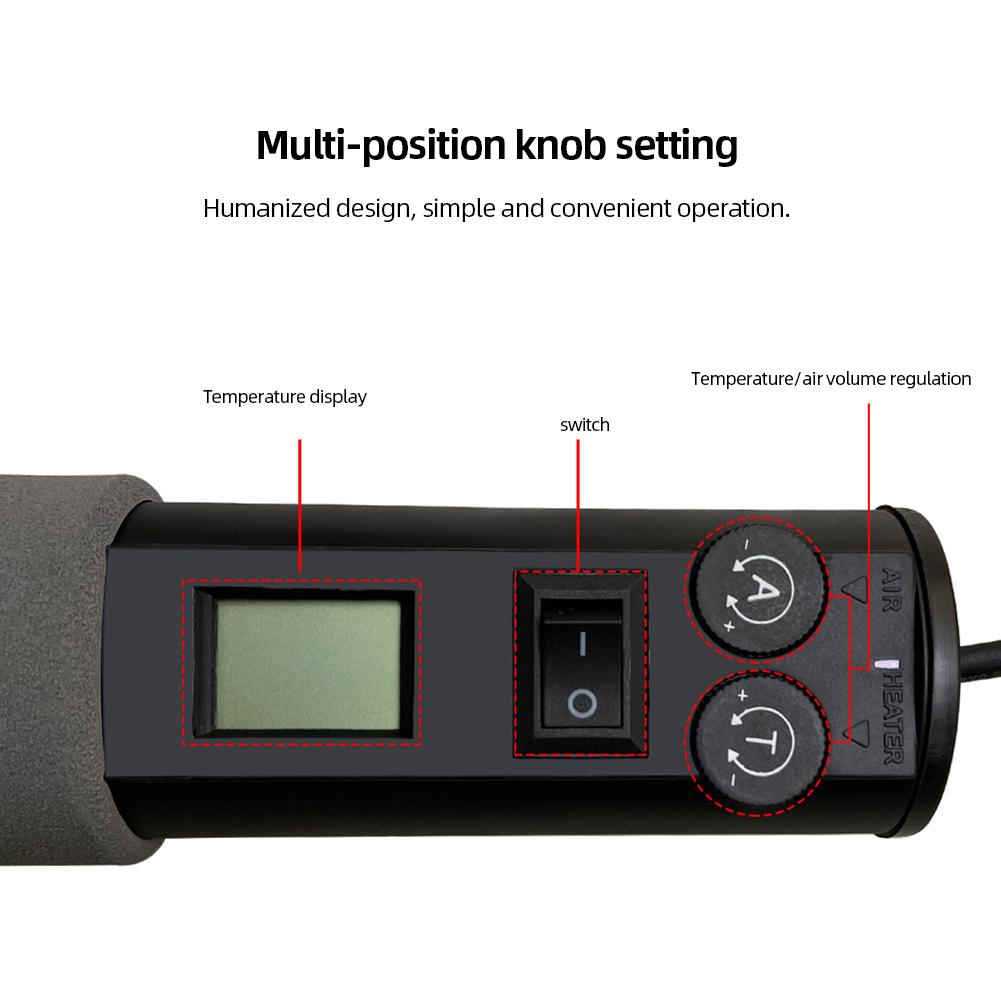 110V 220V Heat Hot Air Gun LCD Digital Heat Air Machine Temperature Adjustable Desoldering Soldering Station for IC SMD BGA