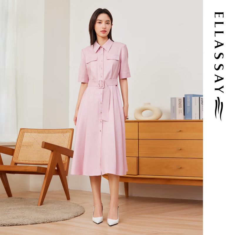 

ELLASSAY Women s French Elegant Pleated Hem Shirt Dress L
