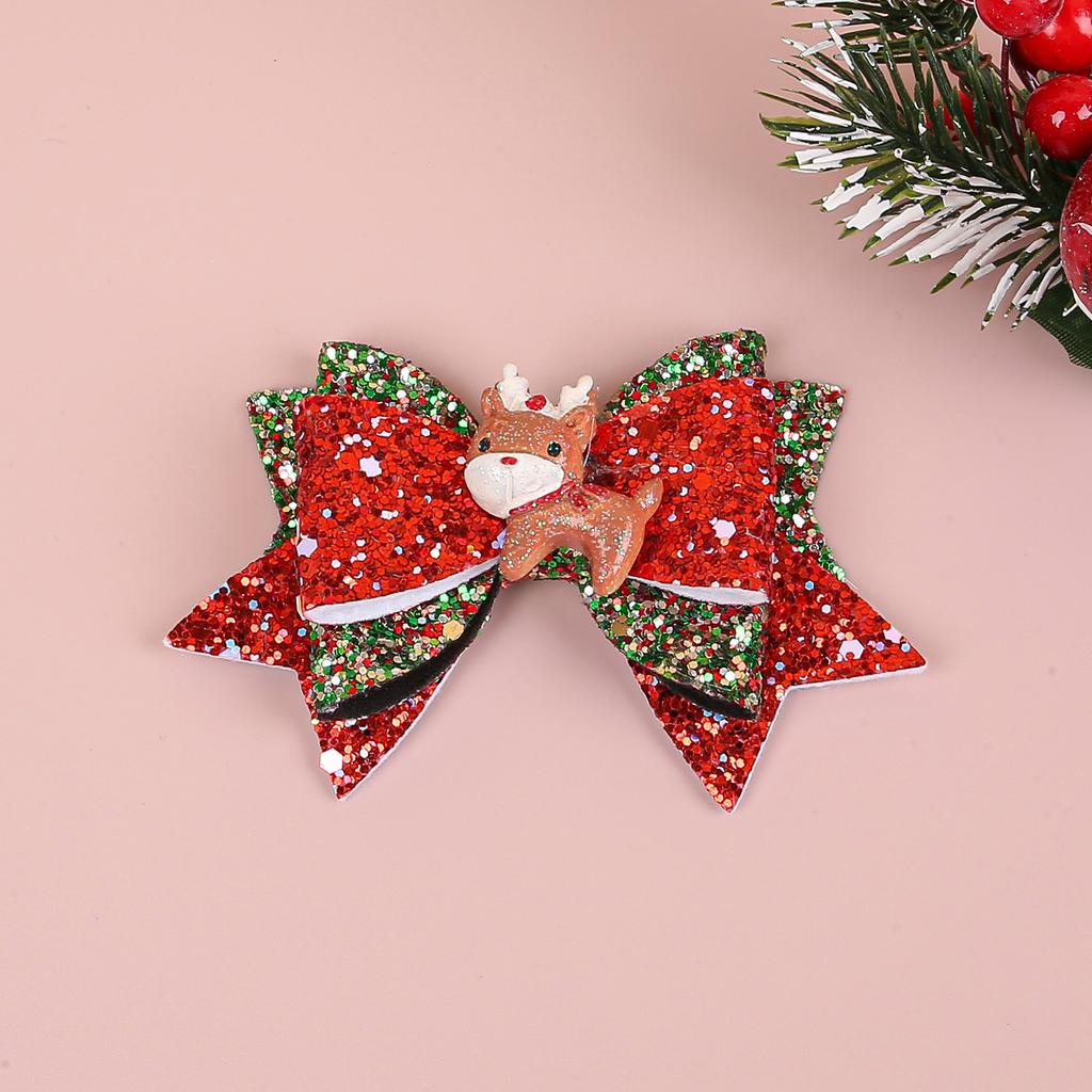 Kids Christmas Hair Bows For Cute Girls Hair Clip Hairpin Elk Santa Claus Barrettes Children Christmas Party Hair Accessories