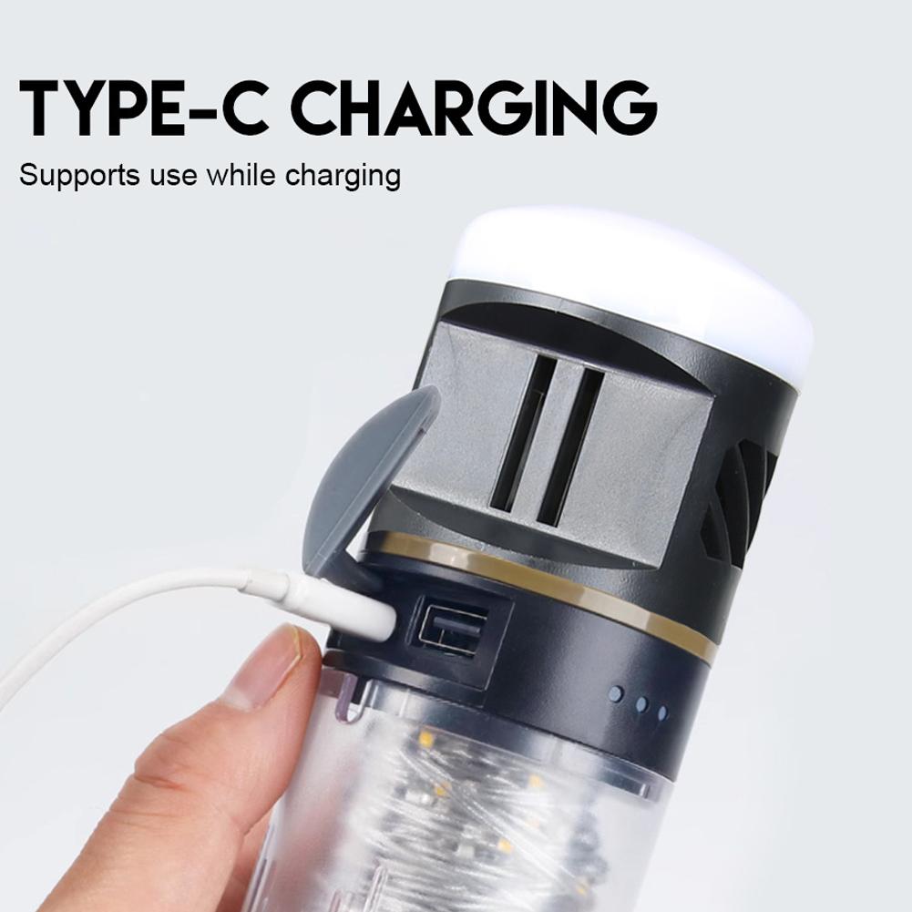 2-in-1 Multifunctional Portable Lantern LED Ambient Light String  Type-C Rechargeable Portable Outdoor Camping Atmosphere Light