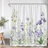 Flowers Watercolor Shower Curtains Colorful Flower Plants Bamboo Greenery Bathroom Decorations Modern Bath Curtain With Hooks