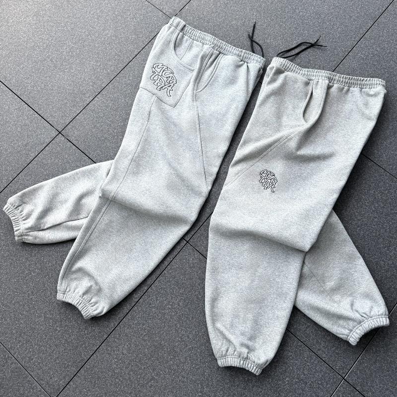 ZYLLO Y2K Trendy Joggers Street Retro Zjednodušené švy Výšivka Logo Unisex Tepláky Hip Hop Harajuku Nadměrný střih Ležérní kalhoty