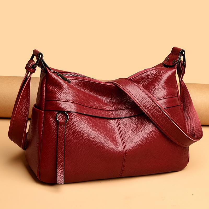 Vintage Leather Shoulder Crossbody Bag for Women  Solid Luxury Bag  Genuine Leather Satchel  Female Messenger Bag