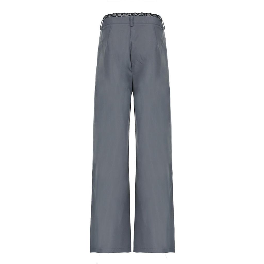 Women's Loose Wide-leg Casual Pants Trousers Low- Pleated Straight Casual Pants