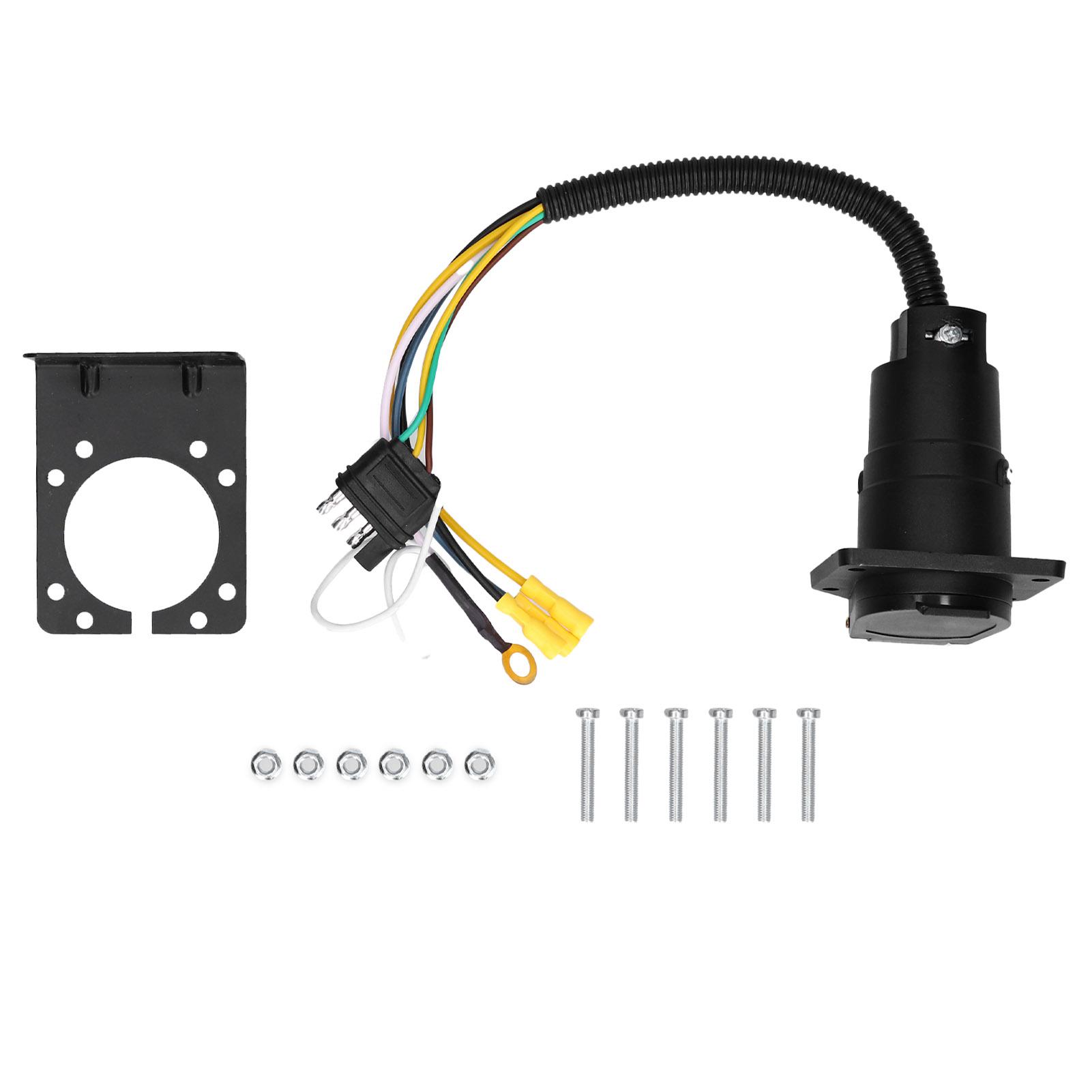 

4-контактный к 7-контактному разъему прицепа адаптер питания с кронштейном для коммерческого автомобиля, дома на колесах, легкового автомобиля