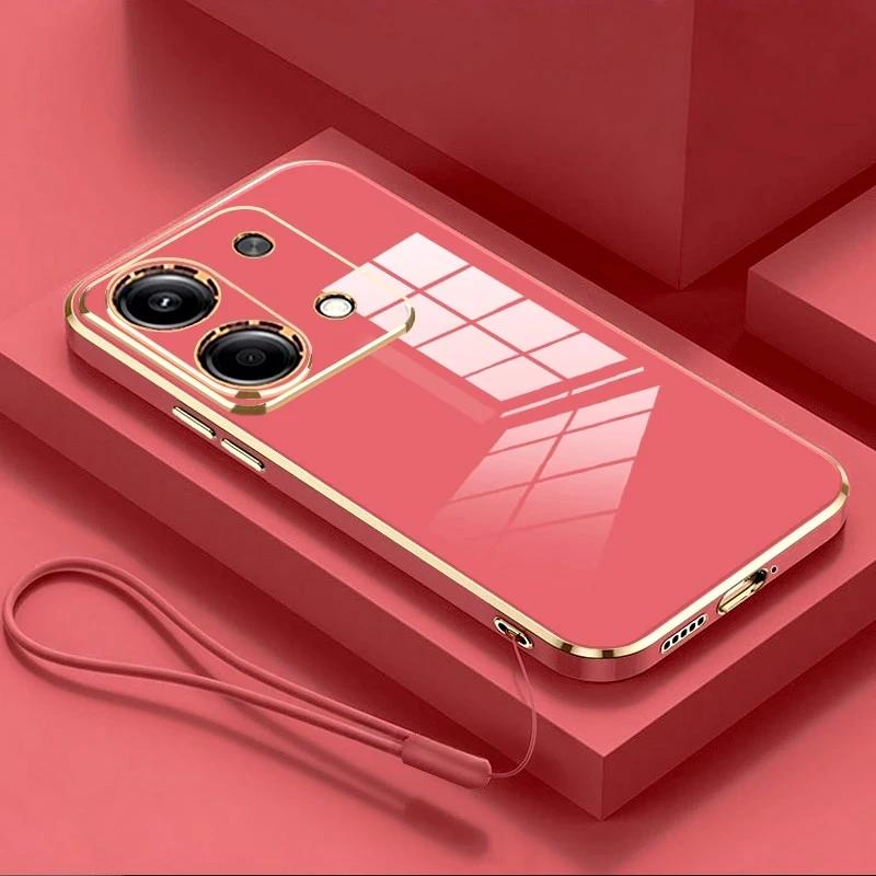 

Роскошный чехол с покрытием для Redmi 14C 13C 12C A3 A1 A2 Plus Note 14 13 ProPlus 4G 5G 12 Pro Силиконовый чехол-шнурок для телефона с мягким шнурком For Note 13 ProPlus&Case & Strap красный