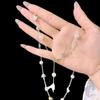 [Flower Pendant Dew] French retro atmosphere flower imitation pearl necklace light luxury temperament long versatile necklace