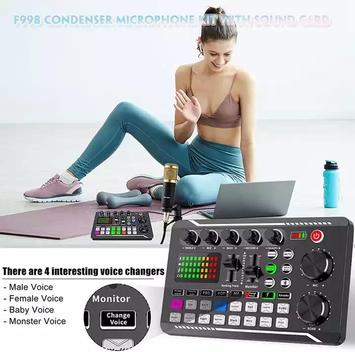 F998 Live Sound Card & BM800 Condenser Microphone Set for Karaoke