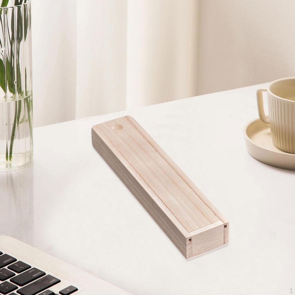 Holzkiste mit Schiebedeckel Geschenk Schmuckkästen Behälter Leer Stift DIY Bastelkoffer