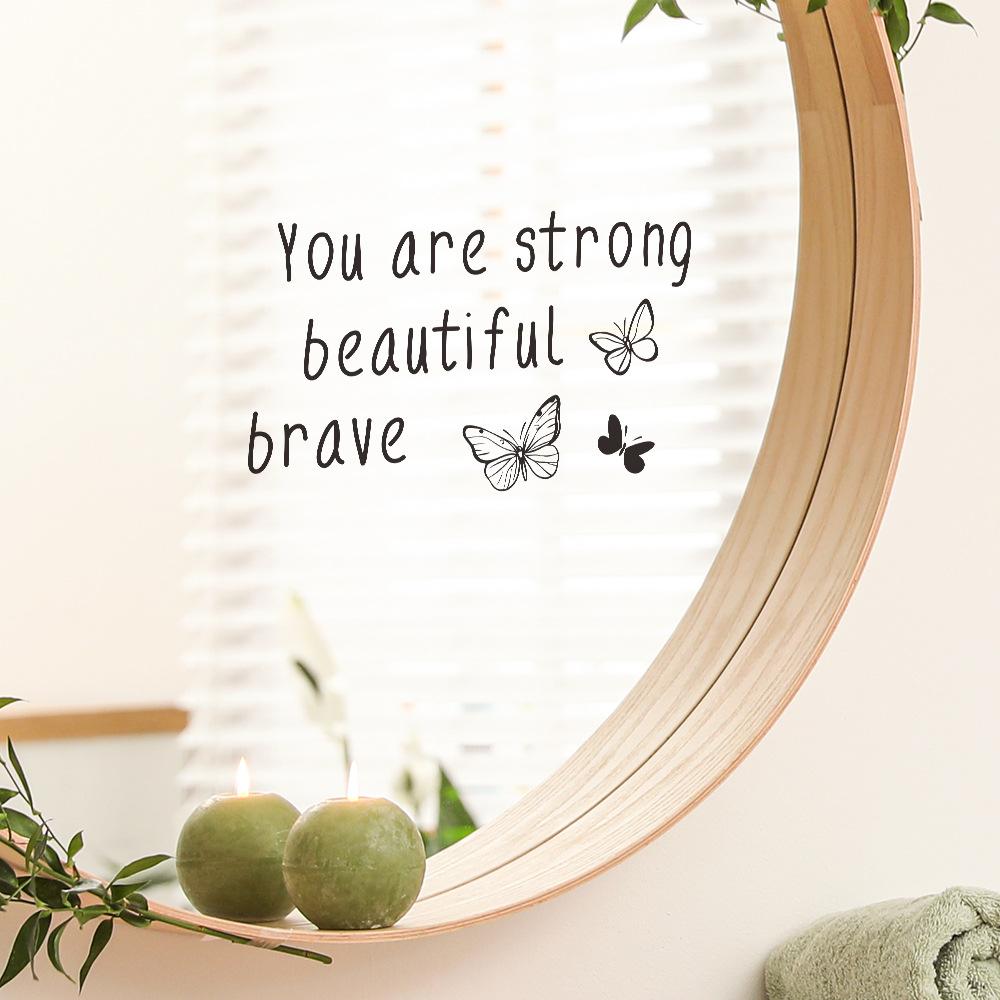 English Slogan Butterfly Bathroom Bathroom Mirror Beautifying Decorative Stickers