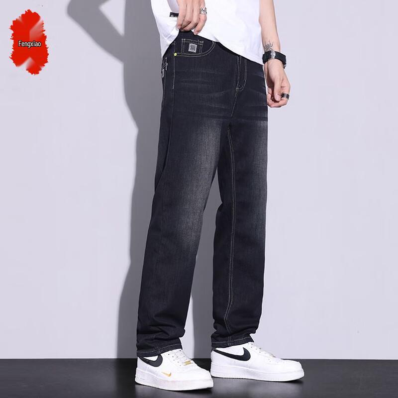 

Fengxiao Men s Loose Straight-Leg Denim Jeans 36