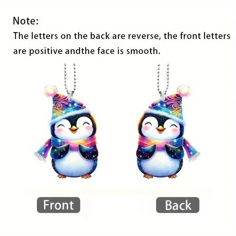 Cute Acrylic Penguin Hanging Ornament For Car Interior Decoration In Cartoon Style