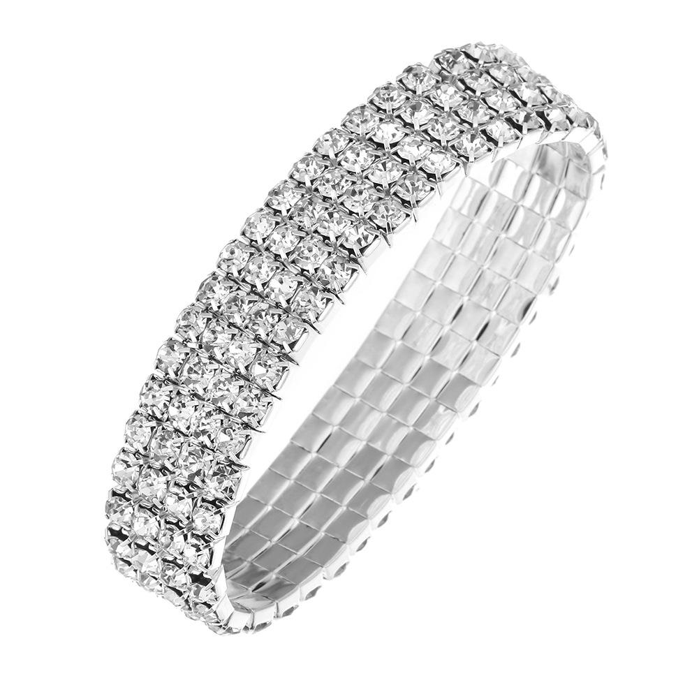 Versatile Rhinestone Bracelet: Elegant Bride's Elastic Bangle