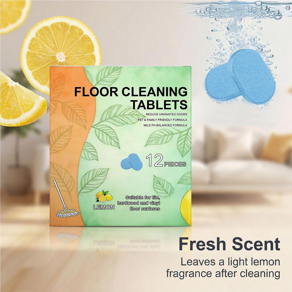 12pcs Floor Mopping Pads & Cleaner - Deep Clean Hardwood, Tile, Fit for Robot Mops and Wireless Wet & Dry Vacuum Cleaners