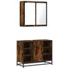 2 Piece Bathroom Furniture Set Smoked Oak Wood Based Material
