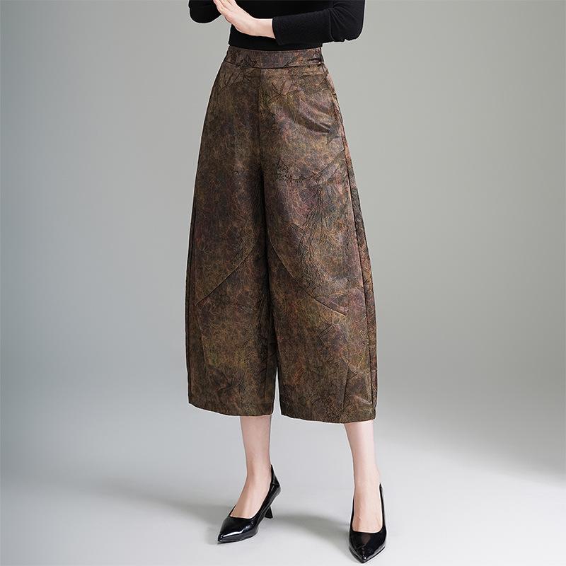 Women s Retro Jacquard High-Waist Wide-Leg Crop Bloomers - Spring 2026 XL