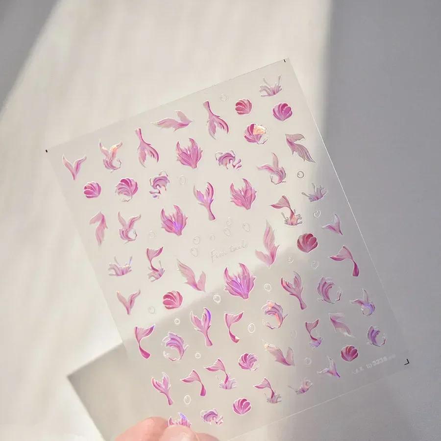 Magical Blow Bubbles Goldfish Bunny Rabbit Cat Kitten Shape Shiny Dreamy Bubbles 5D Nail Art Decorations Sticker Manicure Decal