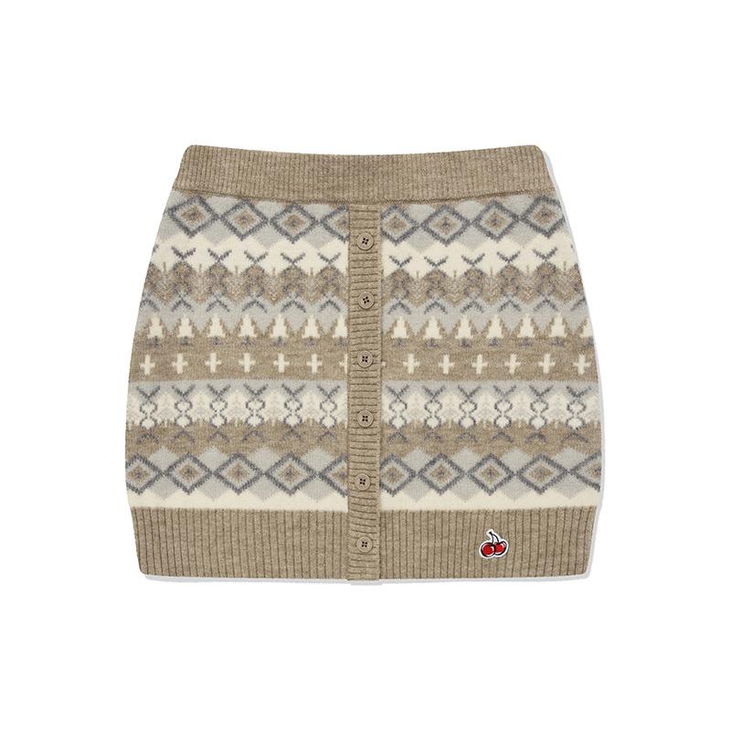 Kirsh Fair Isle Knit Mini Skirt [Sand]
