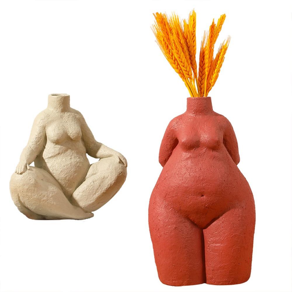 Creative Female Body Ceramic Vase Abstract Art Figure Sculpture Ornament Art Irregular Girl Ceramic Flower Vase Home Decoration