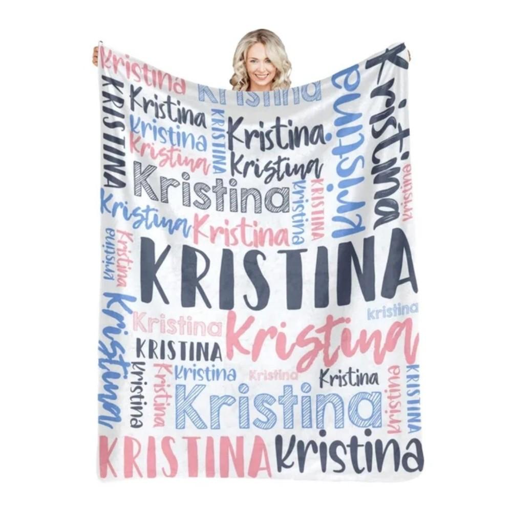 30 Colors Personalized Name Flannel Blanket For Girls Boys Letter Monochrome Customized Baby Adult Name Blanket Birthday Gift