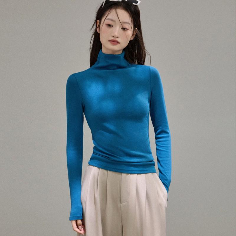 Womens High-Neck Long Sleeve T-Shirt With Brushed Modal Fabric Warm Soft Base Layer Winter