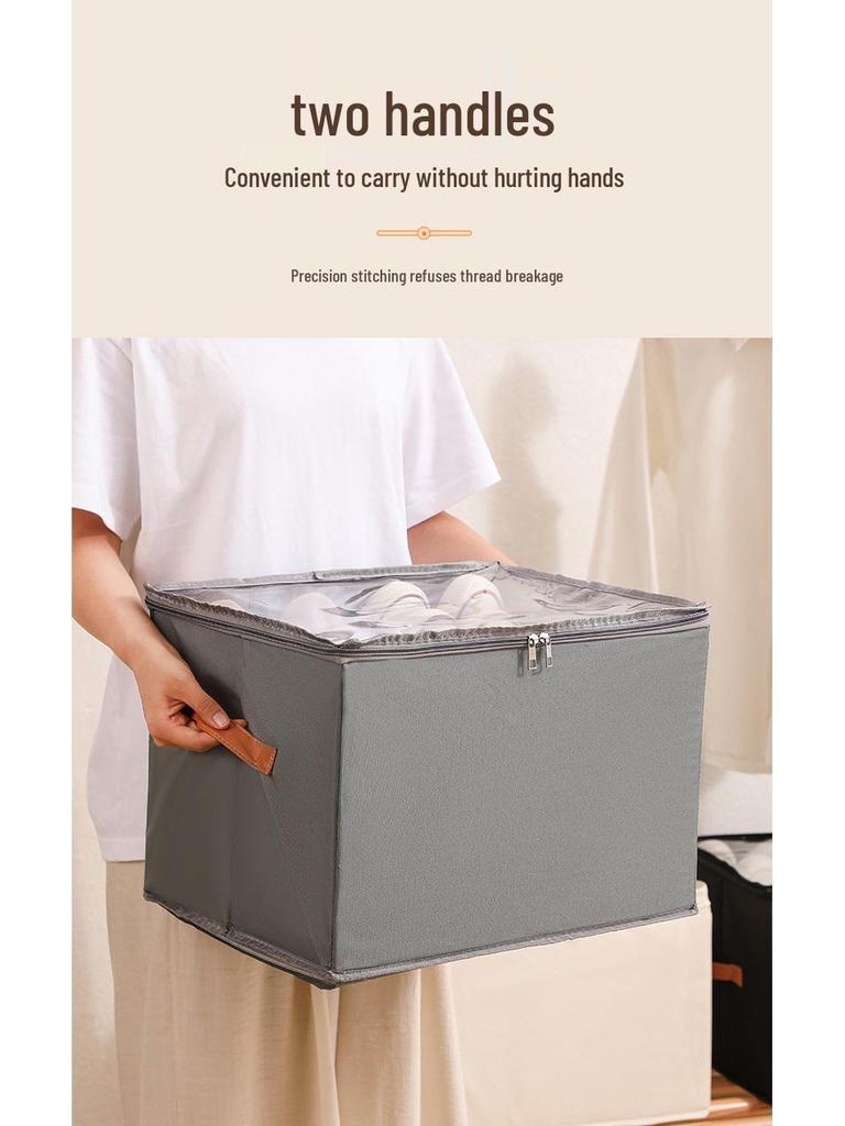 Foldable Fabric Organizer Box with Lid: Multifunctional, Divided Compartments for Underwear, Panties, Shoes, or Sundries.