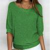 2026 Women's Solid Color Round Neck Knitwear Three-Quarter Sleeve Top