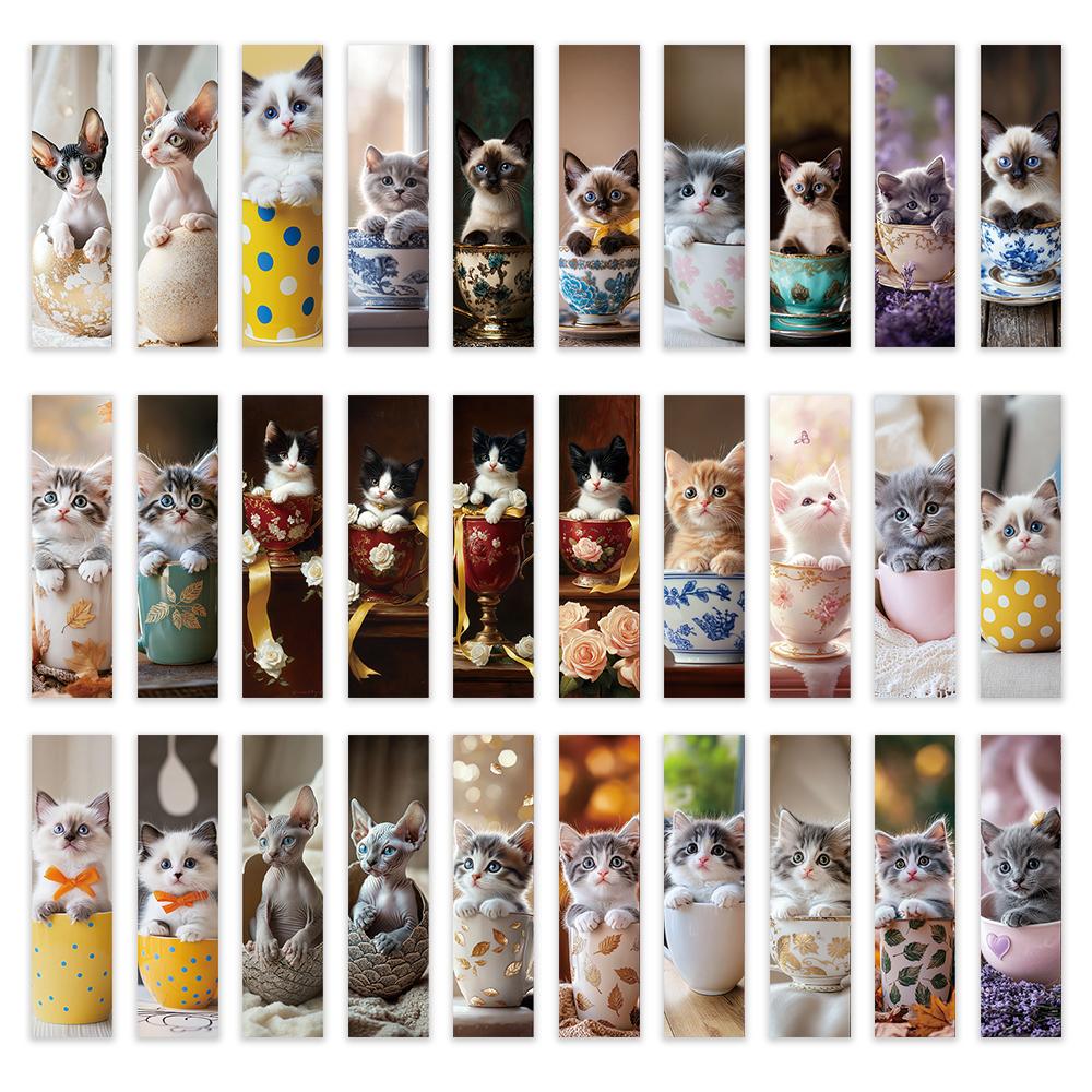 

32 шт., Закладка «Кошка в чашке», Сезон «Снова в школу», Рождество, Хэллоуин, Подходит для учителей, читателей и в качестве подарков на день рождения.