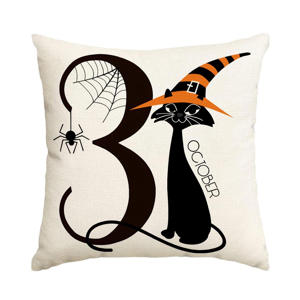 1pc Lovely Cushion Cover with Pumpkin Cat Cozy Washable Pillowcase for Halloween Festival Gift Holloween Themed Party Decoration