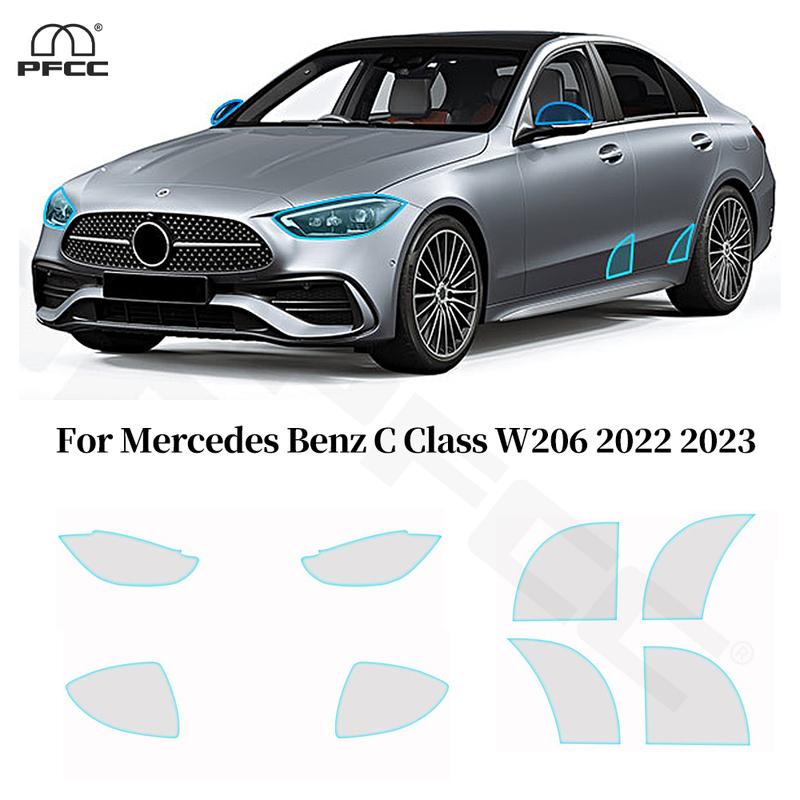 Headlight Rearview Door Side TPU Protection Film For Mercedes Benz C Class W206 Pre-cut Clear PPF Anti-Scratch Cover