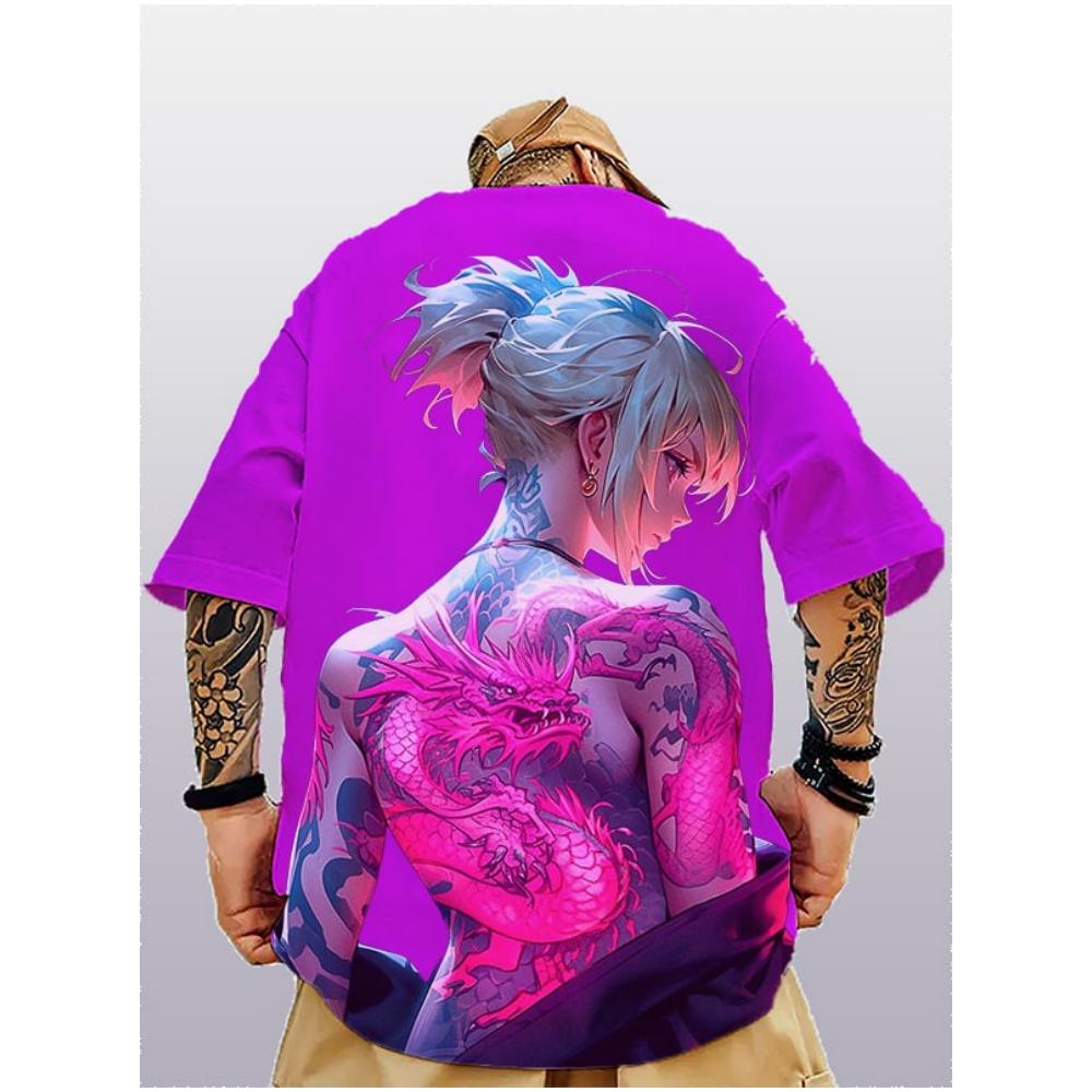 New Anime Pattern Printing Men's T-Shirt Tops Summer T Shirt Short Sleeved Clothing Loose Oversized Casual Street Tees Men Tops