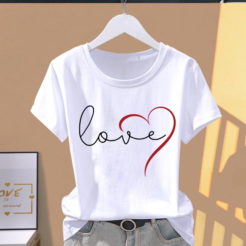 (Asian Size)  Print Casual sweet love trend style Women's Top Short Sleeve T-shirts Fashion Female T Clothing  Graphic Tee
