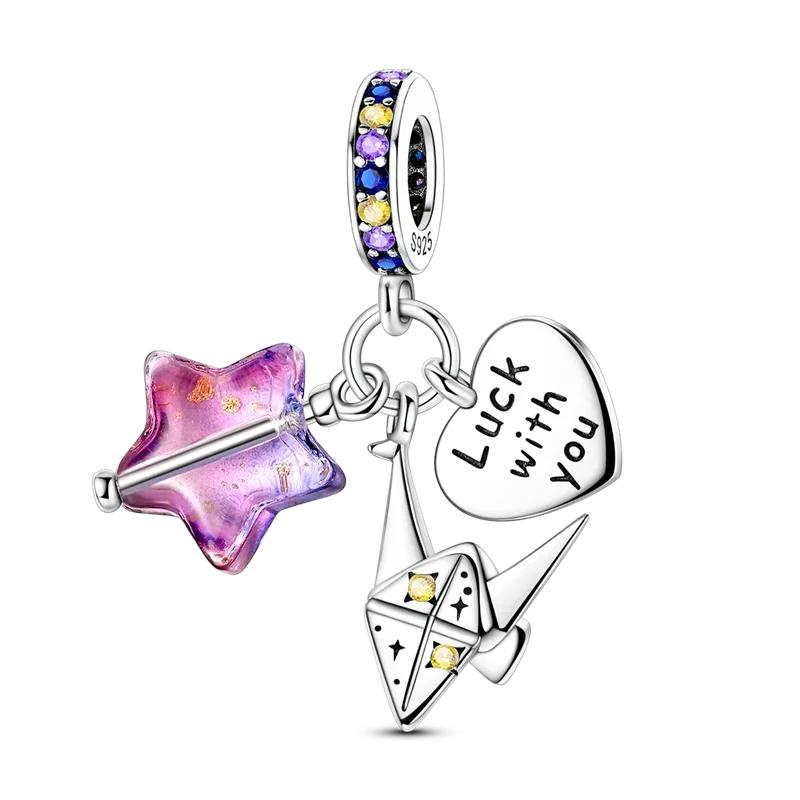 Original Charms Bead Copper Inlaid Zirconium Animal Paper Crane Snail Pendants Fit Bracelet Jewelry Gift Marking