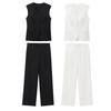 2024 Spring/Summer Women's Sleeveless Button-Up Vest and Casual Pants Set - High-End European and American Style