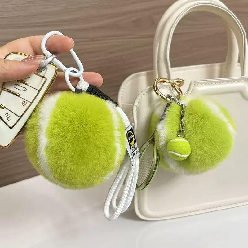 Creativity Cute Tennis Keychain Key Accessories Cartoon Ball School Bag Pendant Simple Diy Tennis Fur Key Chain For Girl Gift