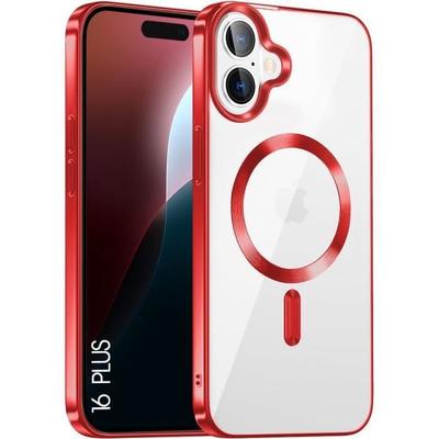 Protective Case - BOOLING - for iPhone 16 Plus - Shockproof - Transparent - Red