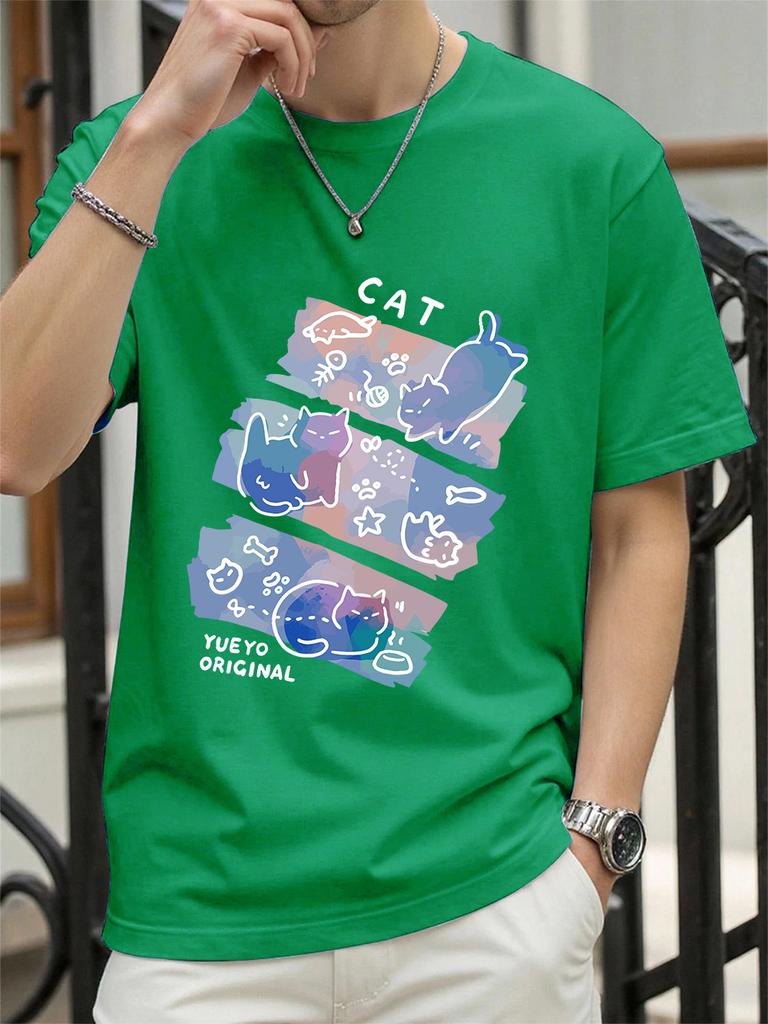 Colorful Three Cats Trendy Printing TShirts Womens Summer Cotton Short Sleeve Tees ONeck Comfortable Loose Tops Casual Clothes