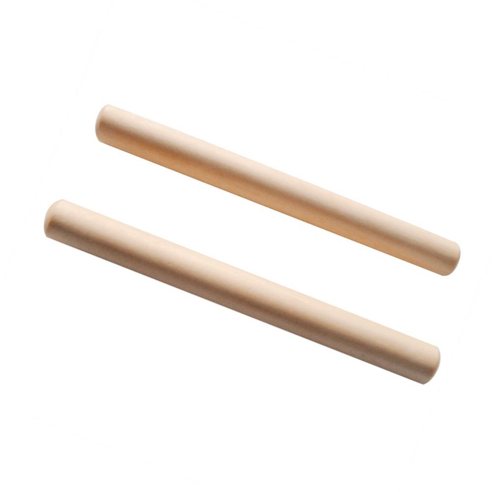 2PCS Solid Wood Rhythm Sticks Wood Color Musical Sticks Durable Wood Claves Party Activity