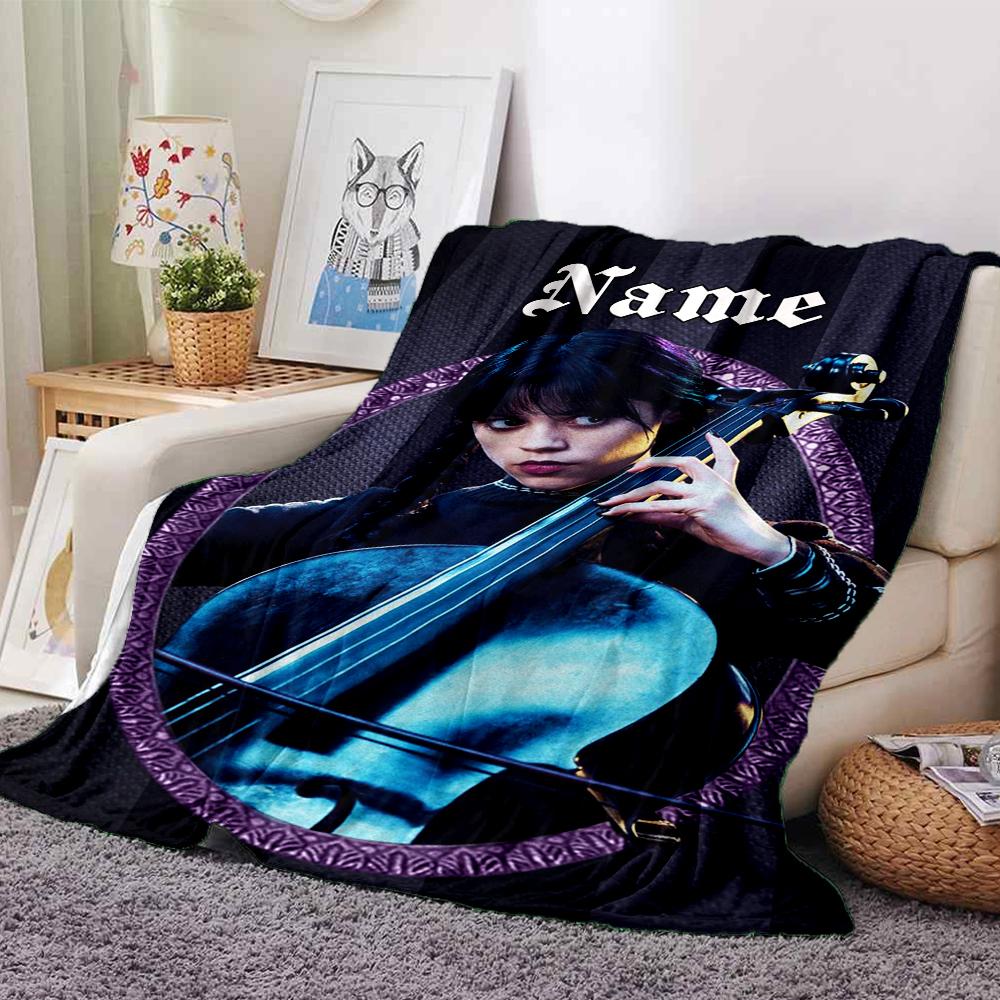Custom Name Musician Purple Frame Party Blanket For Couch Bed Plush Cozy Fuzzy Blanket Super Soft Warm Blankets For Fall And Winter 0916164